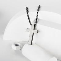 Nehrđajući čelik Chain Necklace džemper, 316L Stainless Steel, Križ, starinski srebrne boje pozlaćen, bez spolne razlike & sa slovom uzorkom, metalik boja pozlaćen, 20x5x35mm, Prodano Per Približno 28 inčni Strand