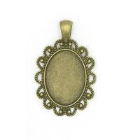 Zinc Alloy vedhæng Cabochon Setting, mode smykker & flad bagside, 25x18mm, 100PC/Lot, Solgt af Lot