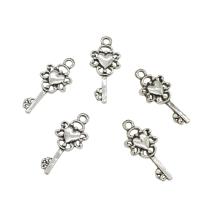 Sinc Alloy Príomh Pendants, Eochair, dath airgid antique plátáilte, nicil, luaidhe & caidmiam saor in aisce, 10.50x25x2.40mm, Poll:Thart 1.8mm, Thart 769ríomhairí pearsanta/KG, Díolta De réir KG