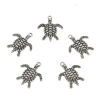 In lega di zinco animali pendenti, lega in zinco, Tartaruga, placcato argento antico, assenza di nichel,piombo&cadmio, 21x24x3.50mm, Foro:Appross. 1.8mm, Appross. 588PC/kg, Venduto da kg