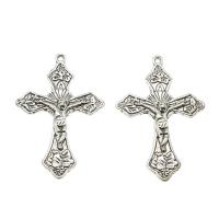 Zinklegering Cross Hangers, Zinc Alloy, Crucifix Cross, antiek zilver plated, nikkel, lood en cadmium vrij, 31x49x4mm, Gat:Ca 2mm, Ca 238pC's/KG, Verkocht door KG