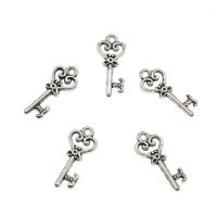 Sinc Alloy Príomh Pendants, Eochair, dath airgid antique plátáilte, log, nicil, luaidhe & caidmiam saor in aisce, 9x21x2.80mm, Poll:Thart 1.5mm, Thart 1000ríomhairí pearsanta/KG, Díolta De réir KG