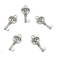 Sinc Alloy Príomh Pendants, Eochair, dath airgid antique plátáilte, nicil, luaidhe & caidmiam saor in aisce, 9.50x21.50x2.50mm, Poll:Thart 2mm, Thart 1111ríomhairí pearsanta/KG, Díolta De réir KG