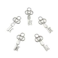 Zinc Alloy Key riipukset, Sinkkiseos, Avain, hopea päällystetty, ontto, nikkeli, lyijy ja kadmium vapaa, 11x27x1.30mm, Reikä:N. 3.8mm, N. 1250PC/KG, Myymät KG