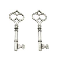 Zinklegering Key Hangers, Zinc Alloy, Sleutel, antiek zilver plated, hol, nikkel, lood en cadmium vrij, 20.50x60x4mm, Ca 200pC's/KG, Verkocht door KG