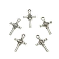 Zink Alloy Cross Hängen, antik silver pläterad, nickel, bly och kadmium gratis, 15x23x2mm, Hål:Ca 2mm, Ca 1000PC/KG, Säljs av KG