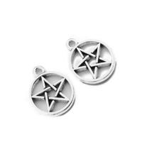 Kunststoff Anhänger, Pentagram, antik silberfarben plattiert, 21.5*17.8mm, ca. 100PCs/Tasche, verkauft von Tasche