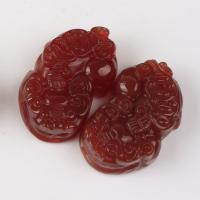 Red Agate vedhæng, Fabulous Wild Beast, Carved, forskellig størrelse for valg, rød, 10pc'er/Lot, Solgt af Lot