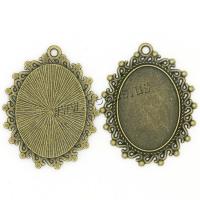 Zinc Alloy vedhæng Cabochon Setting, mode smykker & flad bagside, 100PC/Lot, Solgt af Lot