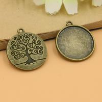 Zinc Alloy vedhæng Cabochon Setting, Flad Rund, mode smykker & flad bagside, 100PC/Lot, Solgt af Lot