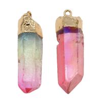 agate quartz de glace Pendentif, avec laiton, Placage de couleur d'or, plus de couleurs à choisir, 52.5*10*8mm-56.5*16*13.5mm, Trou:Environ 2mm, Vendu par PC