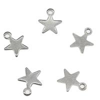 Rostfritt stål Smycken Hängen, ROSTFRITT STÅL, Star, ursprungliga färgen, 10x8x1mm, Hål:Ca 1.5mm, 1000PC/Bag, Säljs av Bag