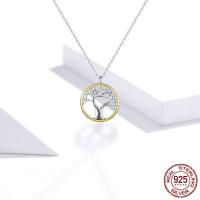 Sterling Silver Ogrlice, 925 Sterling Silver, Tree of Life, pozlaćen, ovalni lanac & za žene & šupalj, Prodano Per Približno 17.7 inčni Strand