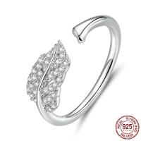 925 Sterling Sølv Cuff fingerring, platineret, Micro Pave cubic zirconia & for kvinde, 1.50mm, Størrelse:6-8, Solgt af PC