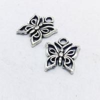 Sinc Alloy Pendants Ainmhithe, Féileacán, dath airgid antique plátáilte, log, nicil, luaidhe & caidmiam saor in aisce, 14x12x1.20mm, 100ríomhairí pearsanta/Mála, Díolta De réir Mála