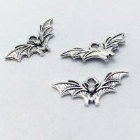 Sinc Alloy Pendants Ainmhithe, Ialtóg, dath airgid antique plátáilte, nicil, luaidhe & caidmiam saor in aisce, 21x9x2mm, Poll:Thart 1mm, 100ríomhairí pearsanta/Mála, Díolta De réir Mála