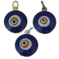 Žalvarinis Pakabutis, Evil Eye, padengtą, Bižuterijos & emalė, daugiau spalvų pasirinkimas, nikelio, švino ir kadmio nemokamai, 13.50x16x5.50mm, Skylė:Apytiksliai 3.5mm, 20kompiuteriai/Pirkimo, Pardavė Pirkimo