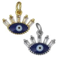 Žalvarinis Pakabutis, Evil Eye, padengtą, Bižuterijos & su kubinių Zirconia, daugiau spalvų pasirinkimas, nikelio, švino ir kadmio nemokamai, 11x9x3.50mm, Skylė:Apytiksliai 2.5mm, 20kompiuteriai/Pirkimo, Pardavė Pirkimo