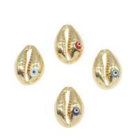 Perlas de mal de ojo de aleación de zinc, Nácar, chapado en color dorado, patrón de malvado de ojo & esmalte, más colores para la opción, libre de níquel, plomo & cadmio, 17x12x6mm, aproximado 100PCs/Bolsa, Vendido por Bolsa