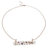 Klarer Quarz Armband, mit Edelstein & Messing, mit Verlängerungskettchen von 2cm, Rósegold-Farbe plattiert, unisex & Rundgliederkette, 82x15x13mm, verkauft per ca. 7.5 ZollInch Strang