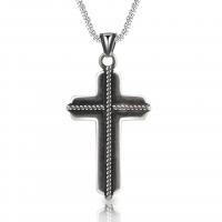 Roestvrij staal Cross Hangers, Oversteken, Anoint, Vintage & voor de mens, zwart, 33x57mm, Verkocht door PC