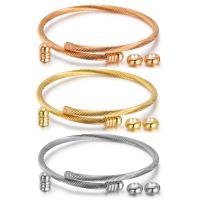 Nerūdijančio plieno Bangle, Nerūdijantis plienas, įvairių stilių pasirinkimas & moters, daugiau spalvų pasirinkimas, 3mm, Vidinis skersmuo:Apytiksliai 60mm, Pardavė PC