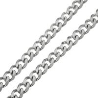 Roestvrij staal curb schakelketting, kinketting, oorspronkelijke kleur, 12mm, 10m/spool, Verkocht door spool