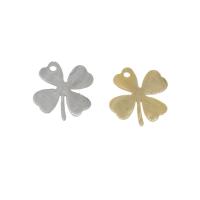 Roestvrij stalen sieraden Hangers, Roestvrij staal, Four Leaf Clover, plated, meer kleuren voor de keuze, 15x14x1mm, Gat:Ca 1mm, 10pC's/Bag, Verkocht door Bag