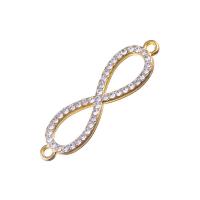 Infinity Zinc Alloy priključak, Cink Alloy, Beskraj, pozlaćen, s Rhinestone & 1/1 petlje & šupalj, više boja za izbor, nikal, olovo i kadmij besplatno, 11x41mm, Rupa:Približno 1mm, 50računala/Torba, Prodano By Torba