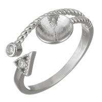 925 Sterling hopea Ring Kiinnikkeet, Micro Pave kuutiometriä zirkonia, hopea, 9mm,7mm,0.5mm, Koko:6, 5PC/erä, Myymät erä