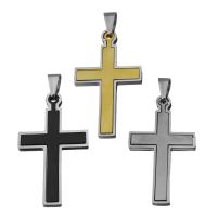 Roestvrij staal Cross Hangers, Oversteken, plated, mode sieraden, meer kleuren voor de keuze, 25.50x44.50x3mm, Gat:Ca 4.5x7.5mm, 5pC's/Lot, Verkocht door Lot