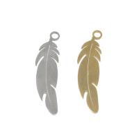 Rustfrit stål smykker Vedhæng, Stainless Steel, Feather, forgyldt, flere farver til valg, 26x7x1mm, Hole:Ca. 1mm, 10pc'er/Bag, Solgt af Bag