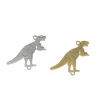 Ruostumaton teräs Liitin, Dinosaurus, päällystetty, 1/1 silmukka, enemmän värejä valinta, 28x13x1mm, Reikä:N. 1mm, 10PC/laukku, Myymät laukku