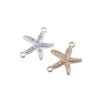 Forbindelse til zinklegering, Zinc Alloy, Starfish, forgyldt, med rhinestone & 1/1 løkke, flere farver til valg, nikkel, bly & cadmium fri, 23.5x31.5mm, Hole:Ca. 1mm, 100pc'er/Bag, Solgt af Bag