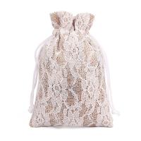 Hør Snor taske, med Lace, Bæredygtig & forskellig størrelse for valg, 50pc'er/Bag, Solgt af Bag