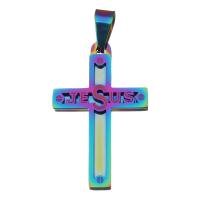 Pendentifs en acier inoxydable de la Croix-, Crucifix, bijoux de mode, multicolore, 19x31x2mm, Trou:Environ 4x6.5mm, 10PC/lot, Vendu par lot