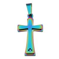 Nerezová ocel Cross Přívěsky, Nerez, Kříž, módní šperky, multi-barevný, 16x28x3mm, Otvor:Cca 4x6.5mm, 10PC/Lot, Prodáno By Lot