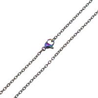 Chaîne collier , acier inoxydable, unisexe & chaîne ovale, multicolore, 2.50x2x0.50mm, Longueur Environ 23 pouce, 15Strandstoron/lot, Vendu par lot