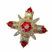 Zinc Alloy Broche, med Syntetisk + glas & Resin, Kryds, guldfarve belagt, for kvinde & facetteret & med rhinestone, nikkel, bly & cadmium fri, 57u00d757mm, Solgt af PC