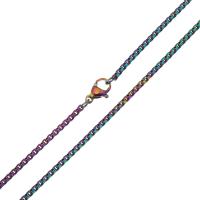 Chaîne collier , acier inoxydable, unisexe & chaîne de boîte, multicolore, 2mm, Longueur Environ 23 pouce, 10Strandstoron/lot, Vendu par lot