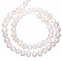 Perlas Patata Freshwater, Perlas cultivadas de agua dulce, natural, con trol, Blanco, 8-9mm, agujero:aproximado 0.8mm, Vendido para aproximado 15 Inch Sarta