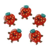 Tegneserie harpiks cabochonslebet, Resin, Strawberry, rød, 22x19x6mm, 500pc'er/Bag, Solgt af Bag