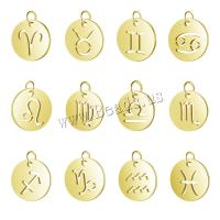 Aço inoxidável Constellation Pendant, 12 Signos do Zodíaco, banhado, joias de moda & Vario tipos a sua escolha & vazio, dourado, 10PCs/Lot, vendido por Lot