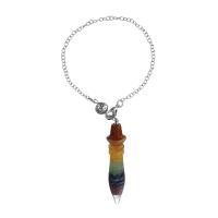 Brass Pendulum with Gemstone silver color plated Unisex & oval chain nickel lead & cadmium free 2.5mm Sold Per Approx 7 Inch Strand