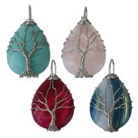 Gemstone Pendants Jewelry Brass with Gemstone silver color plated fashion jewelry nickel lead & cadmium free Approx Sold By PC