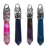 Gemstone Pendants Jewelry Brass with Gemstone silver color plated fashion jewelry nickel lead & cadmium free Approx 4.5mm Sold By PC