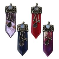 Gemstone Pendants Jewelry Brass with Gemstone silver color plated fashion jewelry nickel lead & cadmium free Approx Sold By PC