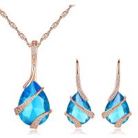 Micro zirconi Pave ottone Jewelry Set, Orecchino a bottone & Collana, with Topaze, placcato, Micro spianare cubic zirconia & per la donna, nessuno, 36*16mm,35*15mm, Venduto da set