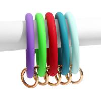 Silicone Sleutelhanger, met Messing, gold plated, meer kleuren voor de keuze, 120*97mm, 5strengen/Bag, Verkocht door Bag