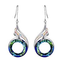 Pendientes de Gota en Latón, metal, con Cristal, chapado en color de platina, para mujer & con diamantes de imitación, más colores para la opción, libre de níquel, plomo & cadmio, 15*40mm, 2parespareja/Grupo, Vendido por Grupo